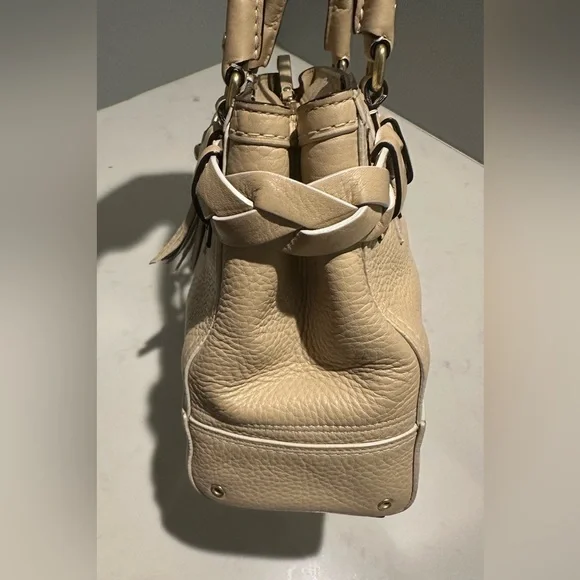 Coach Beige Pebbled Leather Hampton Tote Bag - Picture 11 of 16
